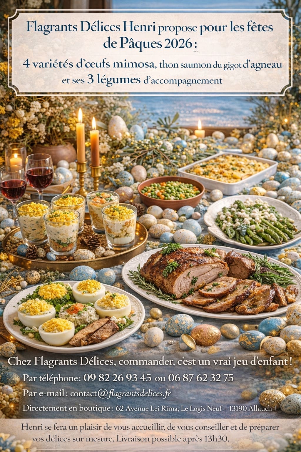 Votre menu de Pâques 2026 chez flagrants Delices Allauch